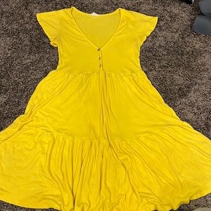 yellow tiered mini dress